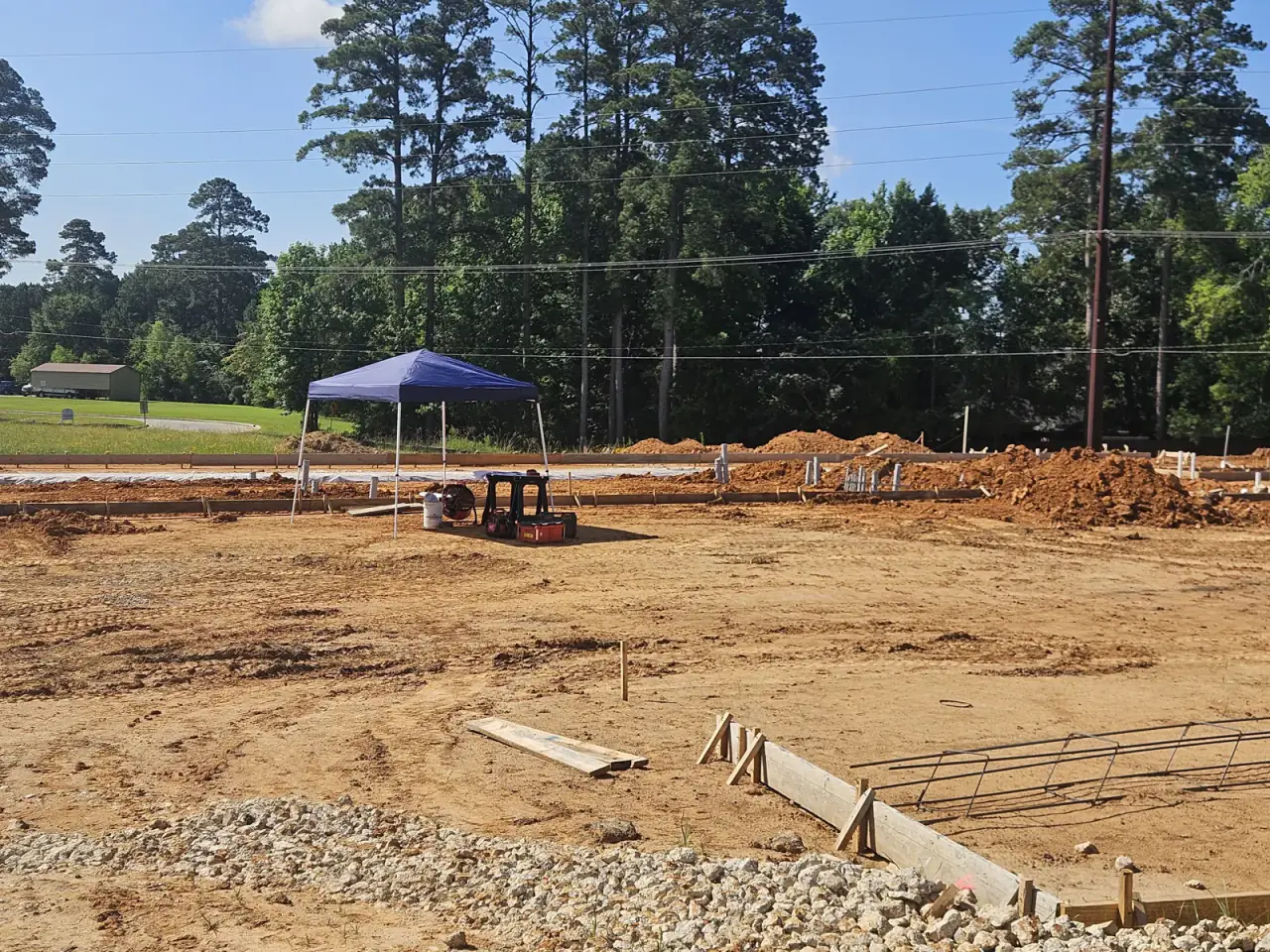 Commercial building pad prepared for plumbing rough-in in East Texas